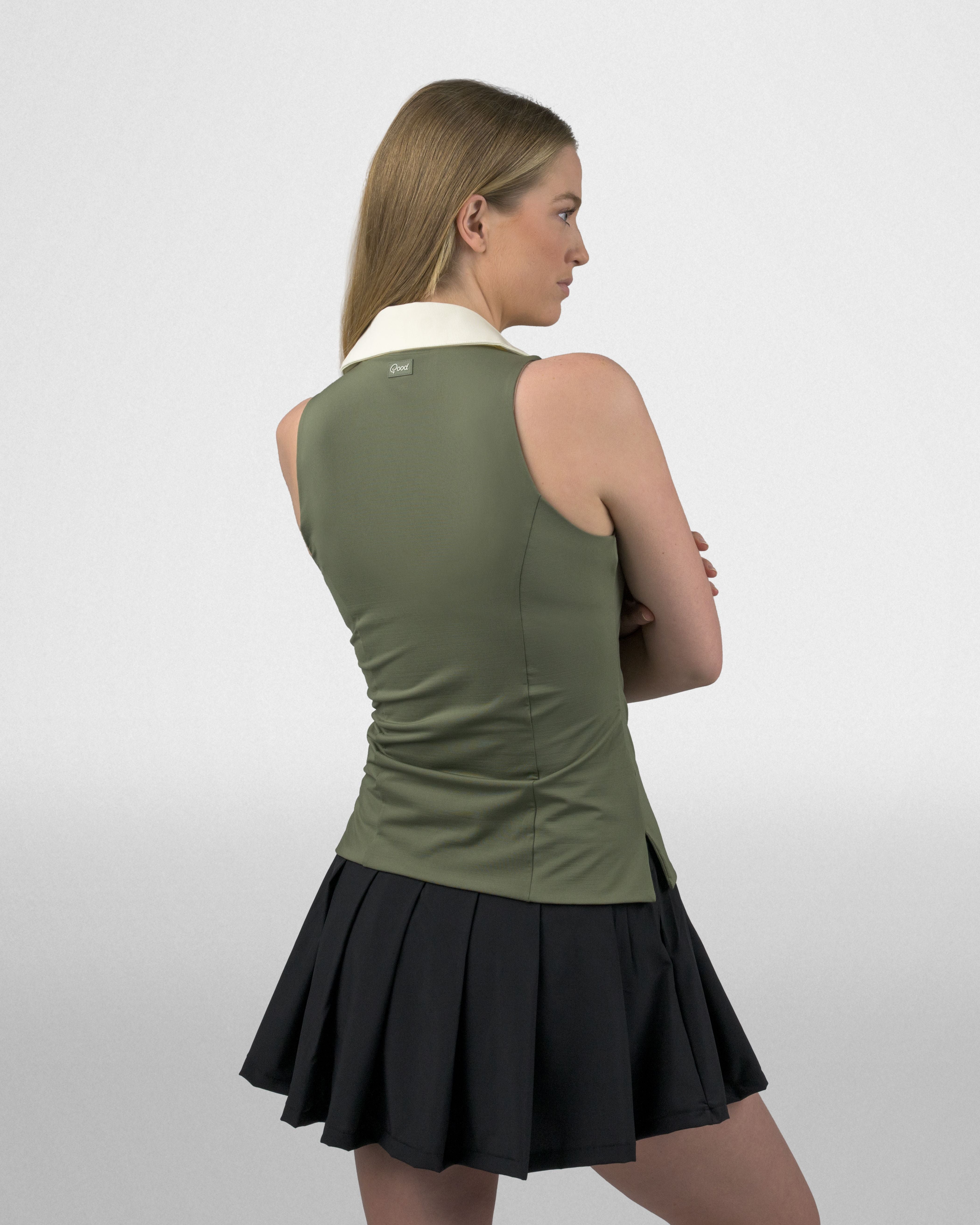 Women's Valid Sleeveless Split Neck Polo