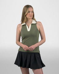 Women's Valid Sleeveless Split Neck Polo
